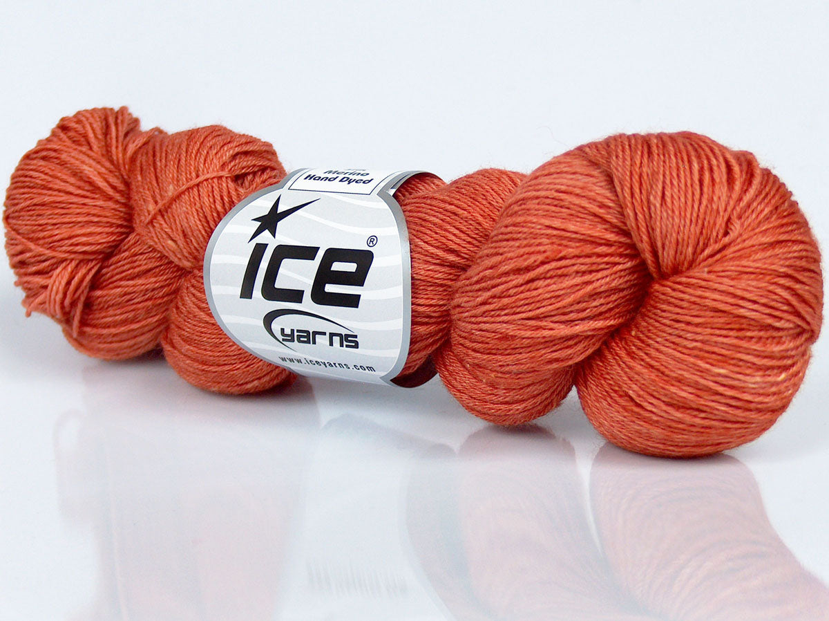 Lot of 4 Skeins Ice Yarns SILK MERINO HAND DYED (20% Silk 80% Superwash Merino Wool) Yarn Mandarin