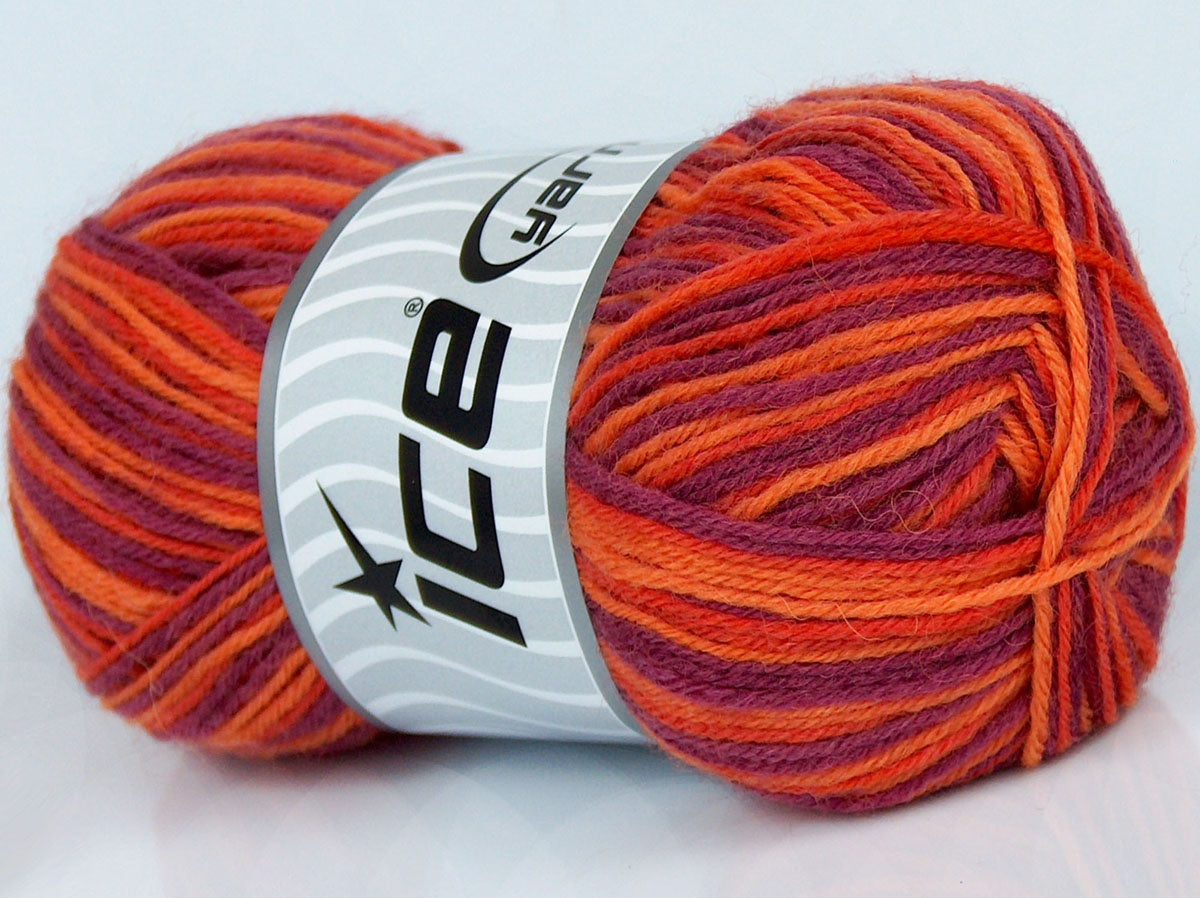 Lot of 8 Skeins Ice Yarns SOCKENWOLLE (75% Superwash Wool) Yarn Orange Shades Orchid