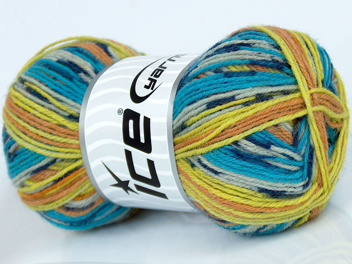 Lot of 8 Skeins Ice Yarns ROYAL SOCK (75% Superwash Wool) Yarn Turquoise Green Gold Light Grey