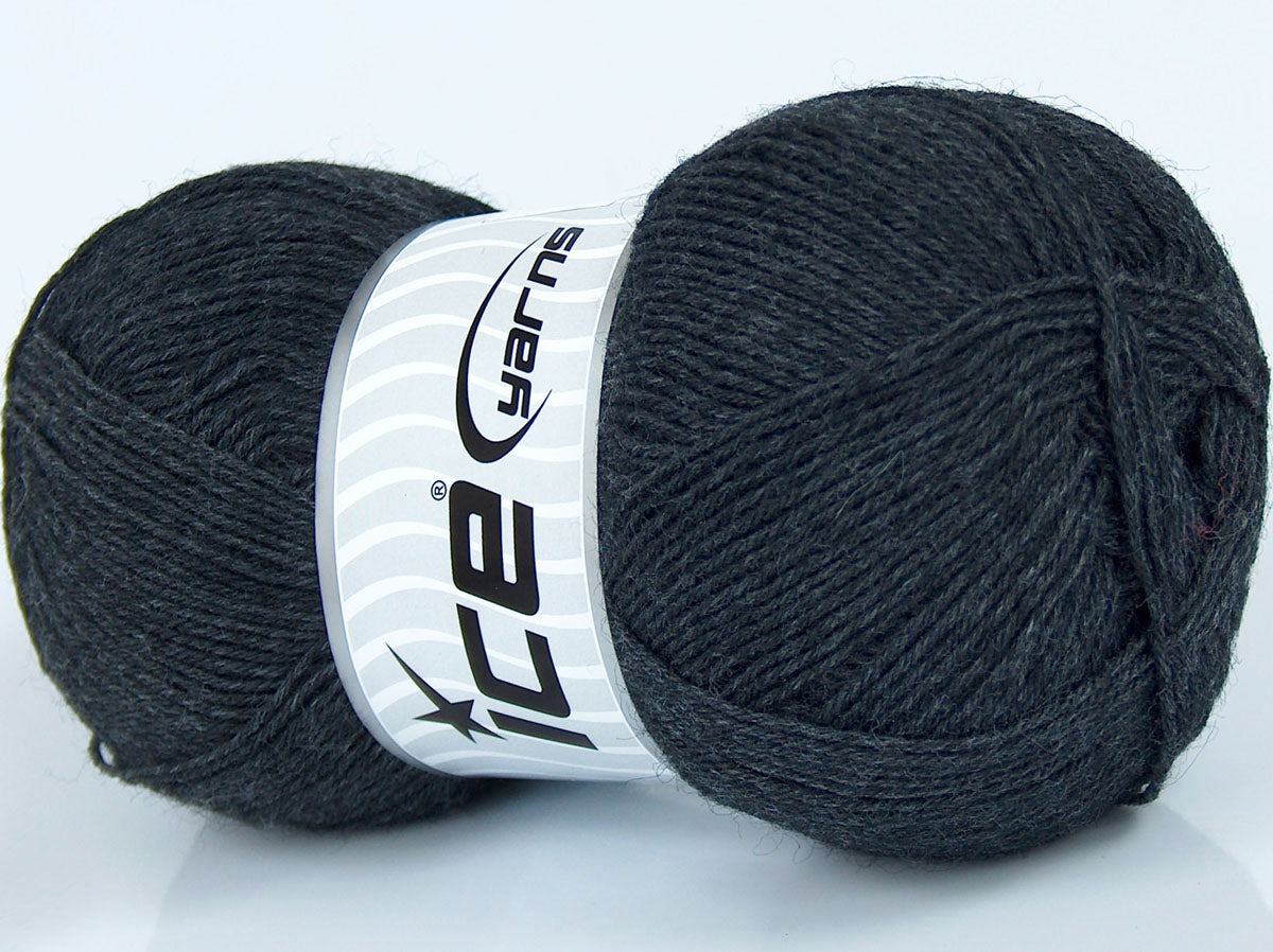 Lot of 4 x 100gr Skeins Ice Yarns SOLID SOCK (75% Superwash Wool) Yarn Anthracite Black