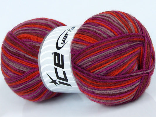 Lot of 4 x 100gr Skeins Ice Yarns ELITE SOCK (75% Superwash Wool) Yarn Orange Purple Light Maroon Brown