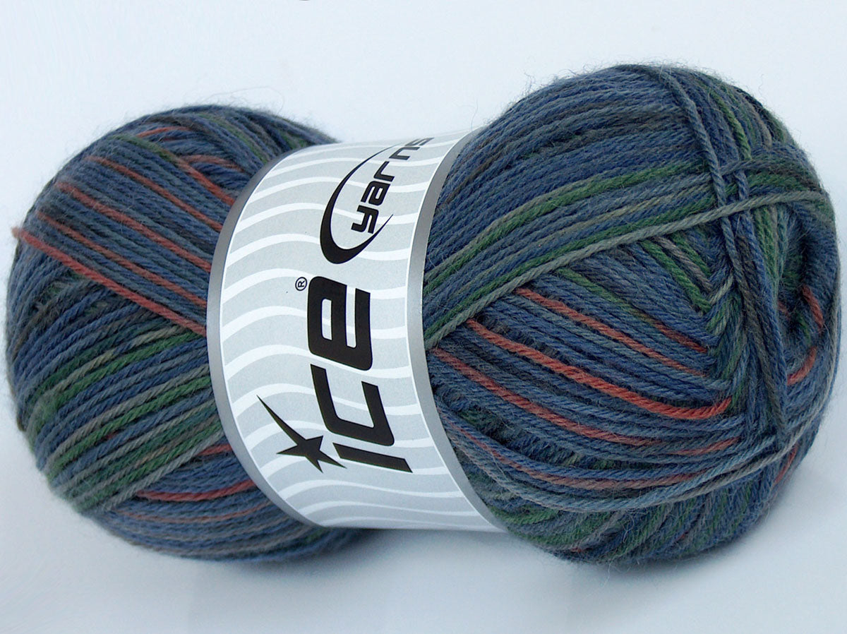 Lot of 4 x 100gr Skeins Ice Yarns COLORWAY SOCK (75% Superwash Wool) Yarn Blue Green Copper