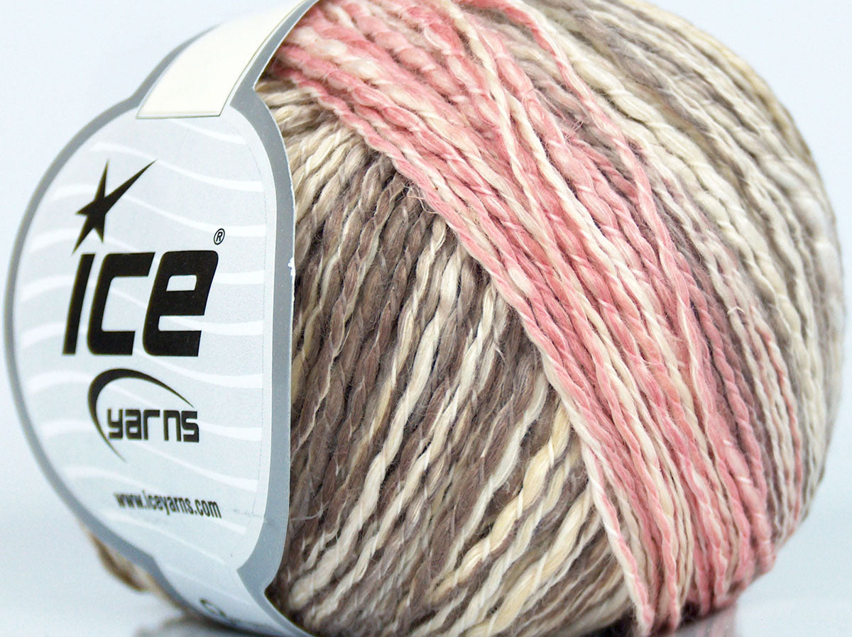 Lot of 4 Skeins Ice Yarns ELEGANT (36% Superwash Merino 18% Linen) Yarn Pink Camel Cream