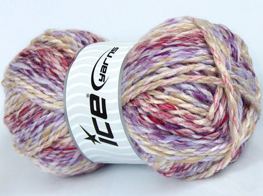 Lot of 4 x 100gr Skeins Ice Yarns SALE SELF-STRIPING Yarn Purple Lilac Fuchsia White Beige