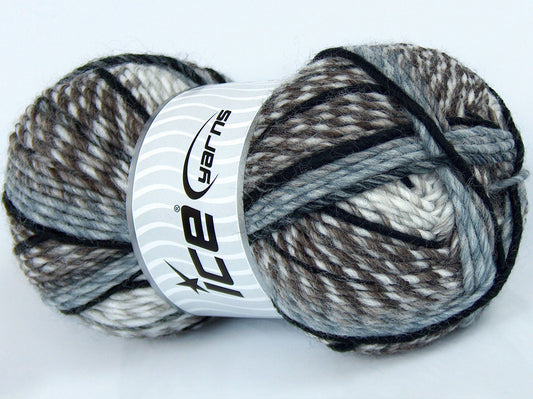 Lot of 3 x 100gr Skeins Ice Yarns SALE WINTER Yarn Grey Shades Brown White