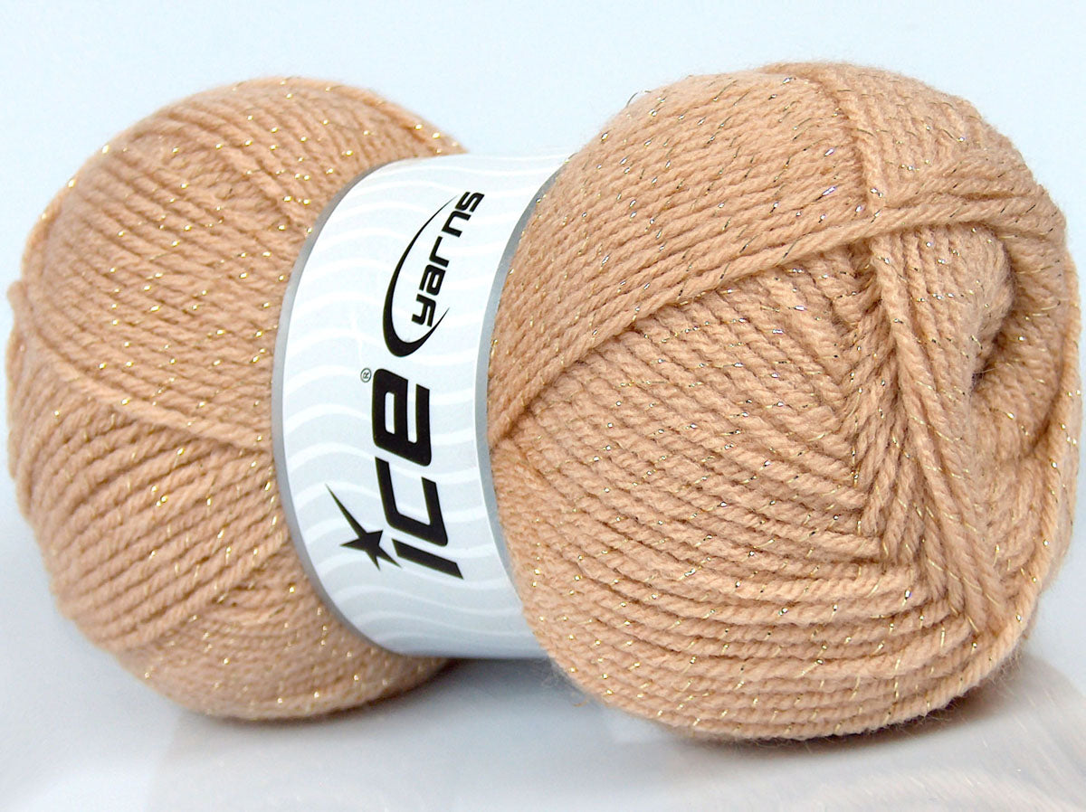 Lot of 3 x 130gr Skeins Ice Yarns TARMA GLITZ Hand Knitting Yarn Light Gold