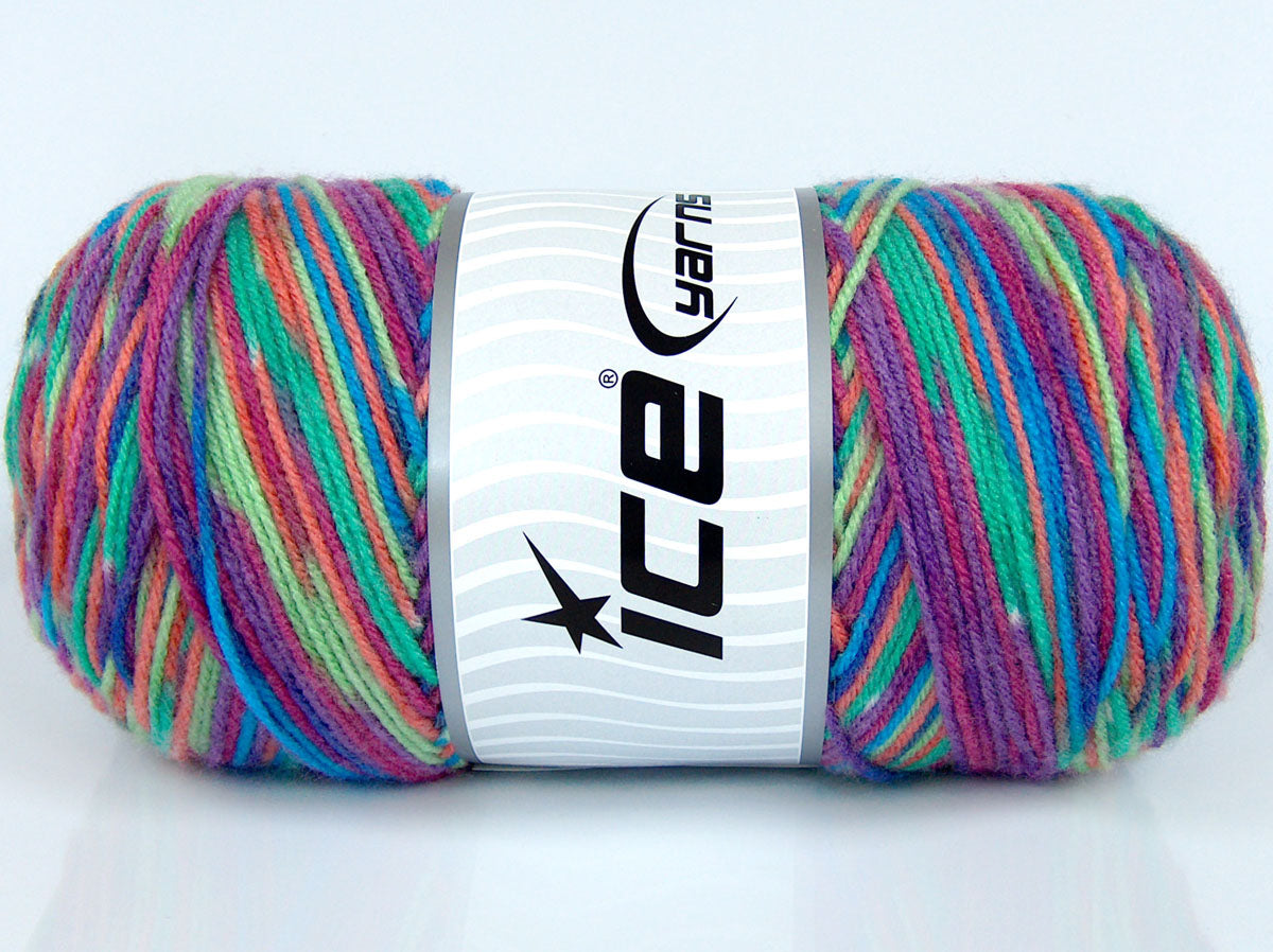290 gr ICE YARNS SALE SELF-STRIPING Hand Knitting Yarn Rainbow