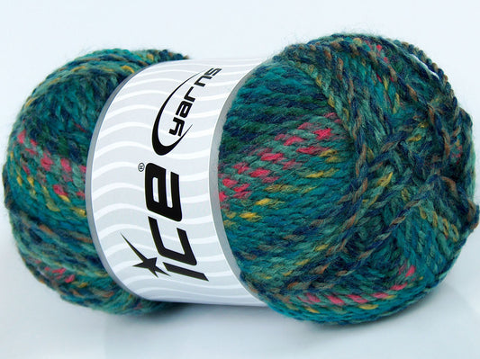 200 gr ICE YARNS LIMEIRA Hand Knitting Yarn Green Shades Pink Navy