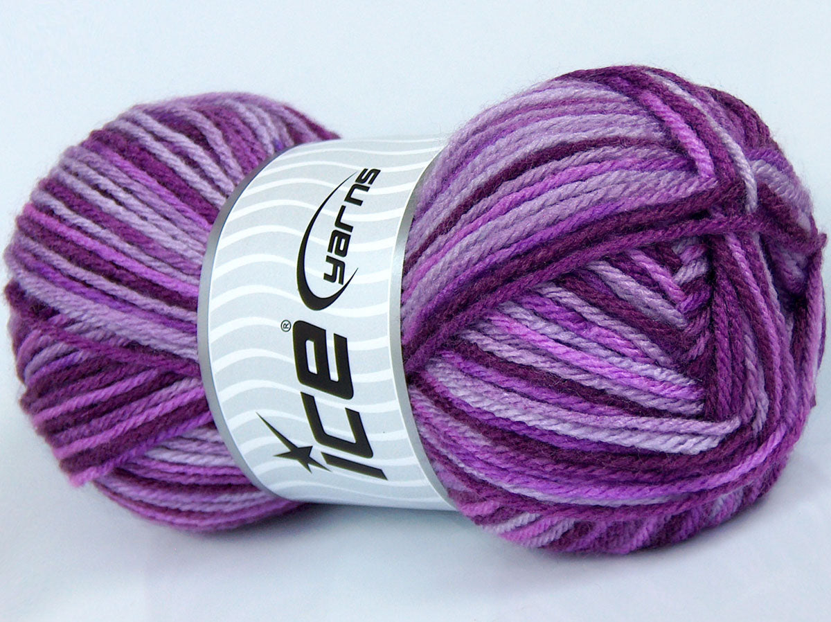 Lot of 4 x 75gr Skeins Ice Yarns SALE SELF-STRIPING Yarn Purple Shades