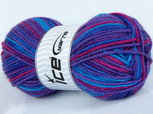 Lot of 4 x 75gr Skeins Ice Yarns SALE SELF-STRIPING Yarn Purple Burgundy Blue Lilac