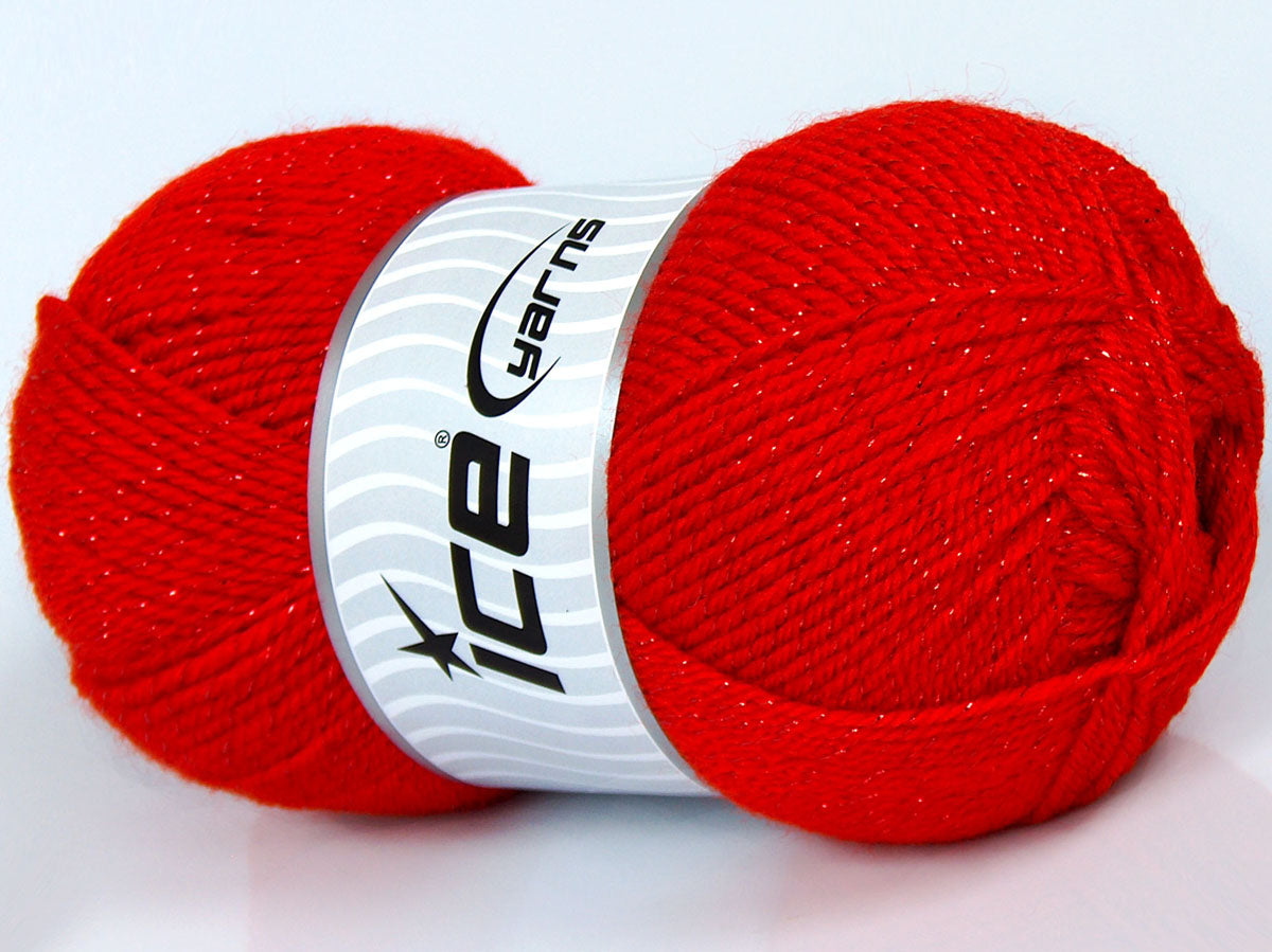 Lot of 4 x 100gr Skeins Ice Yarns SALE METALLIC Hand Knitting Yarn Red