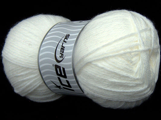 Lot of 4 x 95gr Skeins Ice Yarns SALE PLAIN Hand Knitting Yarn White