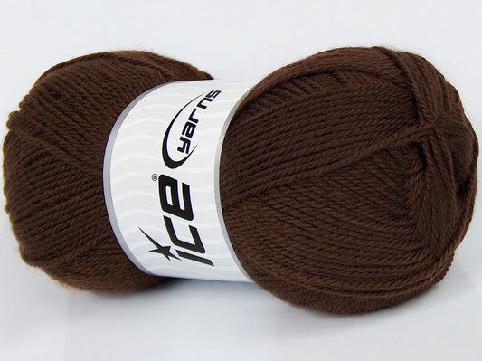 Lot of 4 x 105gr Skeins Ice Yarns SALE PLAIN Hand Knitting Yarn Dark Brown