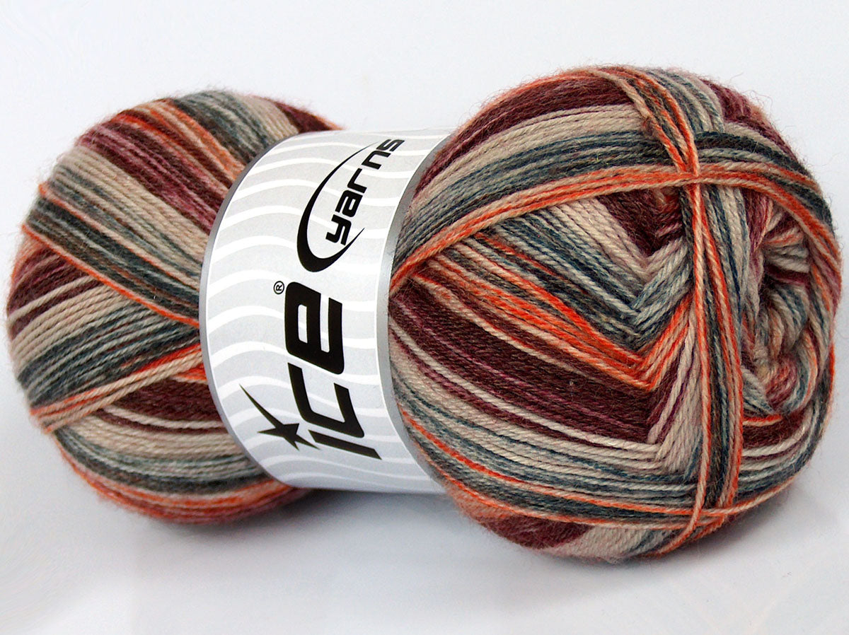 Lot of 4 x 100gr Skeins Ice Yarns SILK SOCK (10% Silk 35% Superwash Wool) Yarn Orange Burgundy Cream Anthracite Black