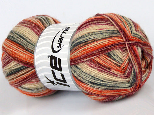 Lot of 4 x 100gr Skeins Ice Yarns SILK SOCK (10% Silk 35% Superwash Wool) Yarn Burgundy Orange Cream Anthracite Black