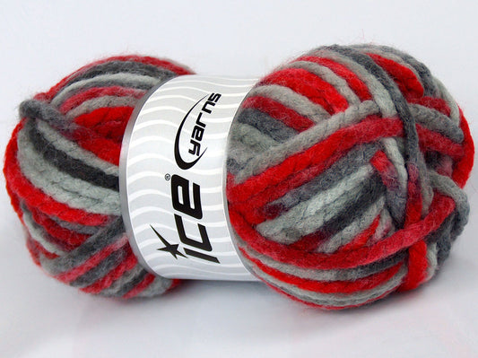 Lot of 2 x 100gr Skeins Ice Yarns SALE SELF-STRIPING Yarn Grey Shades Red Shades