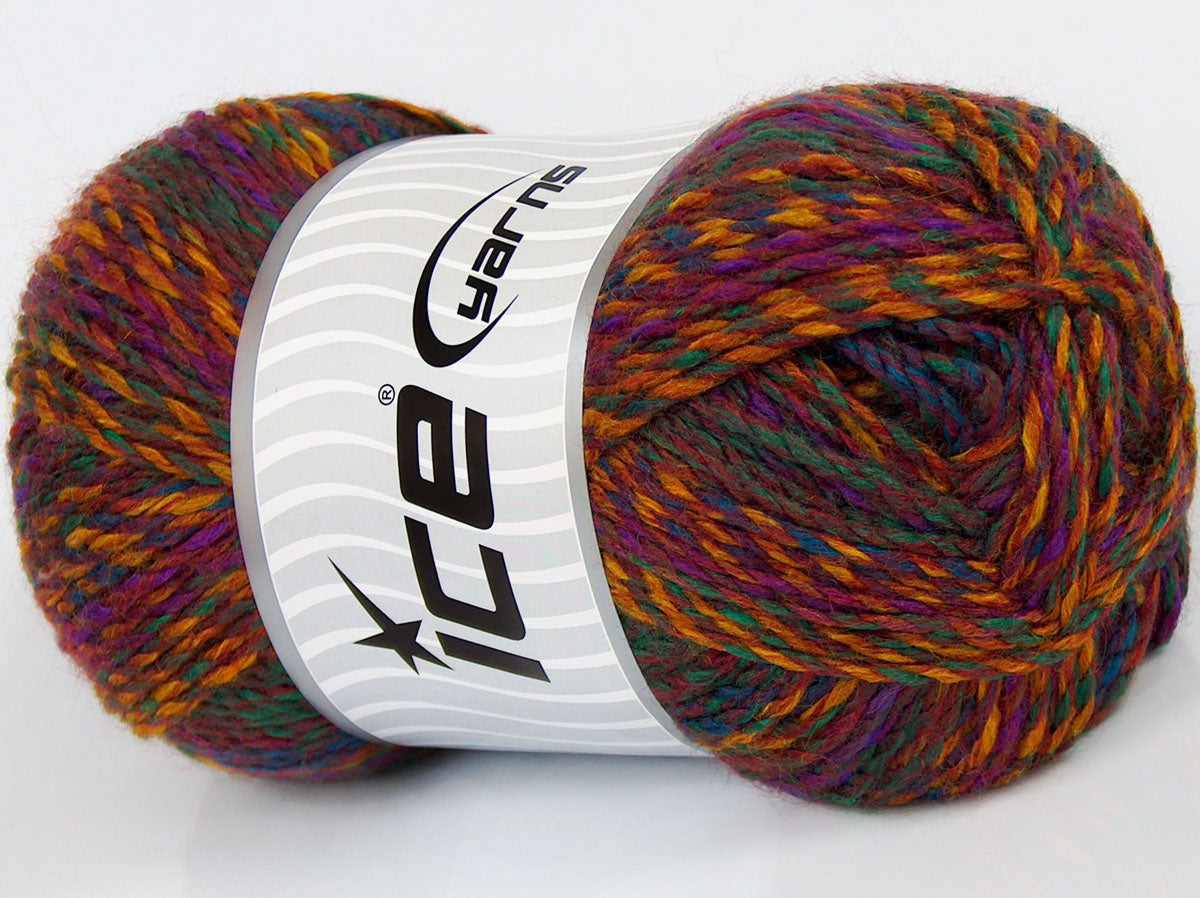 190 gr ICE YARNS SALE SELF-STRIPING Hand Knitting Yarn Green Gold Purple