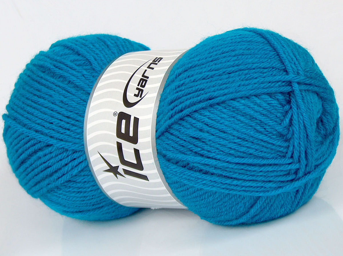 Lot of 2 x 170gr Skeins Ice Yarns SALE PLAIN Hand Knitting Yarn Turquoise