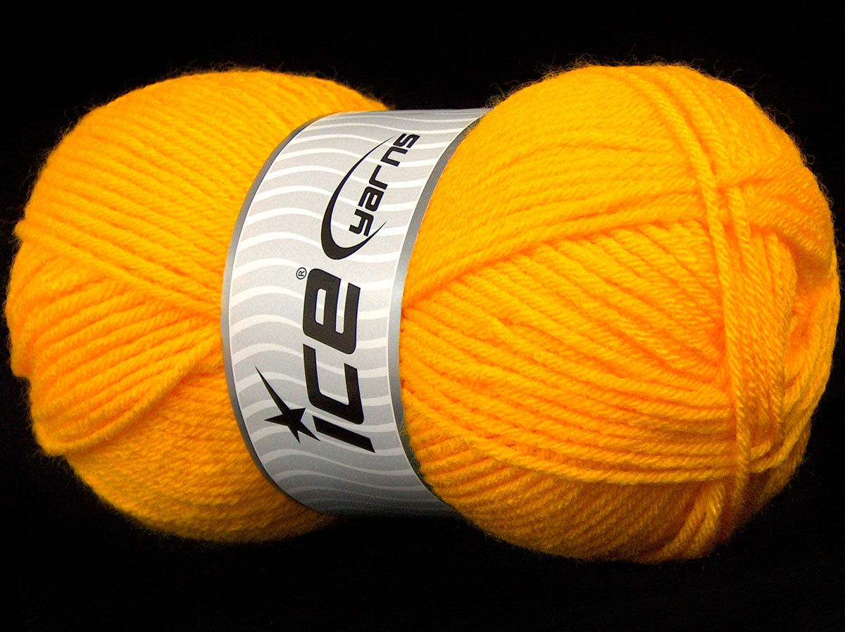 Lot of 2 x 165gr Skeins Ice Yarns SALE PLAIN Hand Knitting Yarn Yellow