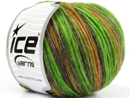 Lot of 8 Skeins Ice Yarns LEONARDO COLOR (66% Merino Wool 34% Organic Cotton) Yarn Green Shades Grey Camel Orange