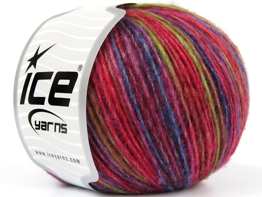 Lot of 8 Skeins Ice Yarns LEONARDO COLOR (66% Merino Wool 34% Organic Cotton) Yarn Red Fuchsia Green Blue