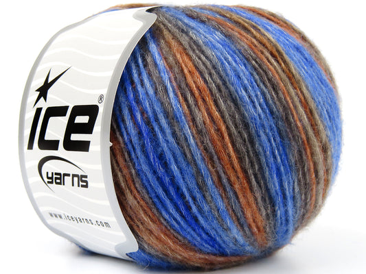 Lot of 8 Skeins Ice Yarns LEONARDO COLOR (66% Merino Wool 34% Organic Cotton) Yarn Saxe Blue Grey Camel Orange