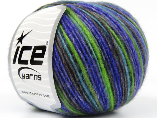 Lot of 8 Skeins Ice Yarns LEONARDO COLOR (66% Merino Wool 34% Organic Cotton) Yarn Purple Turquoise Green Dark Grey