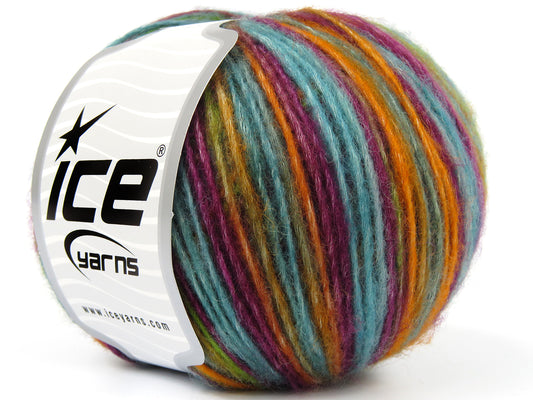 Lot of 8 Skeins Ice Yarns LEONARDO COLOR (66% Merino Wool 34% Organic Cotton) Yarn Purple Turquoise Camel Orange