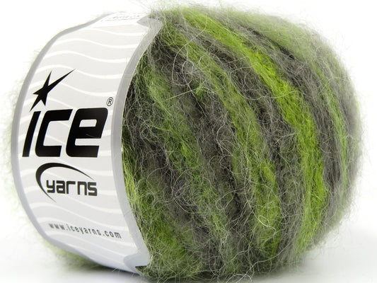 Lot of 8 Skeins Ice Yarns KID MOHAIR ALPACA COLOR (41% Alpaca Superfine 41% Kid Mohair) Yarn Green Shades Grey Shades