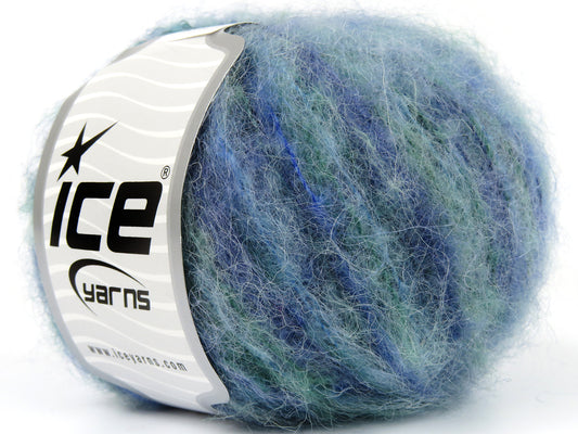 Lot of 8 Skeins Ice Yarns KID MOHAIR ALPACA COLOR (41% Alpaca Superfine 41% Kid Mohair) Yarn Blue Shades Green Shades