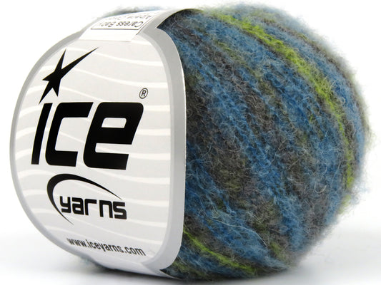 Lot of 10 Skeins Ice Yarns CARESS BABY ALPACA COLOR (30% Baby Alpaca 31% Extrafine Merino Wool) Yarn Turquoise Green Orange