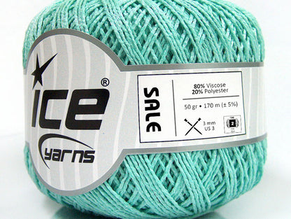 Lot of 6 Skeins ICE SALE SUMMER (80% Viscose) Hand Knitting Yarn Mint Green