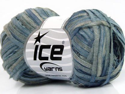 Lot of 8 Skeins ICE SALE RIBBON Hand Knitting Yarn Grey Shades Blue