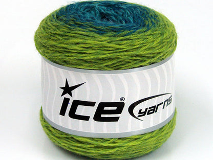 Lot of 2 Skeins ICE CAKES SOCK (75% Superwash Wool) Yarn Green Shades Turquoise Shades