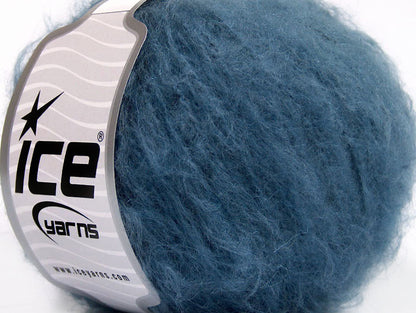 Lot of 8 Skeins Ice Yarns PIUMOTTO MOHAIR (20% Mohair 10% Wool) Yarn Blue