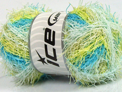 Lot of 4 x 100gr Skeins Ice Yarns SCRUBBER TWIST COLOR Yarn Turquoise Lime Green White