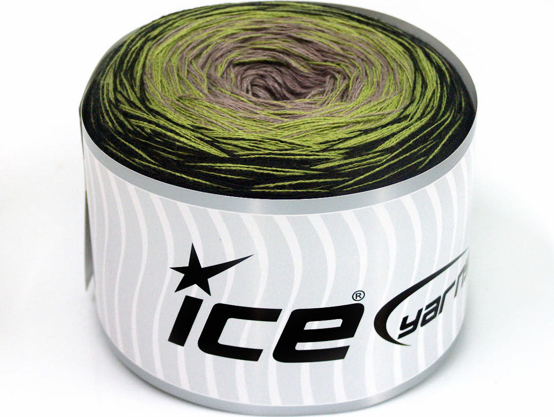 Lot of 2 x 150gr Skeins ICE CAKES COTTON FINE (50% Cotton) Yarn Black Green Camel