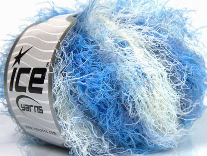 Lot of 8 Skeins Ice Yarns MODENA VISCOSE (40% Viscose 30% Wool) Yarn Blue Shades White