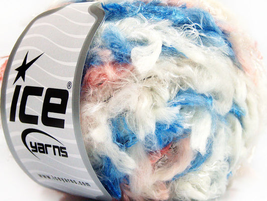 Lot of 8 Skeins Ice Yarns AMALFI Hand Knitting Yarn Salmon Blue White