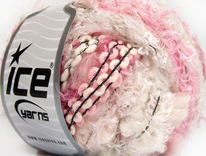 Lot of 8 Skeins ICE ANCONA (30% Wool) Hand Knitting Yarn Pink Shades White