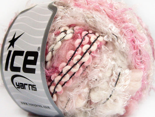 Lot of 8 Skeins ICE ANCONA (30% Wool) Hand Knitting Yarn Pink Shades White