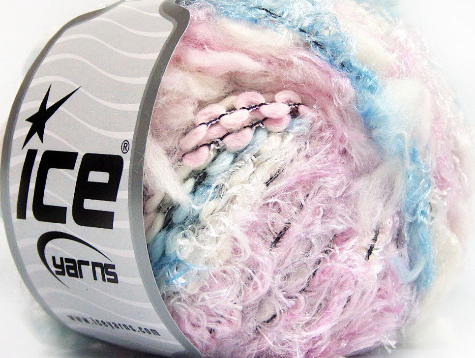 Lot of 8 Skeins ICE ANCONA (30% Wool) Yarn Light Lilac Light Blue White