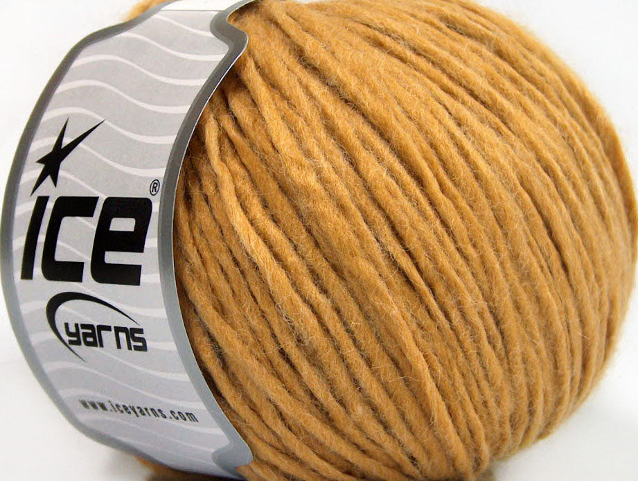 Lot of 8 Skeins ICE WOOL CORD ARAN (50% Wool) Hand Knitting Yarn Gold