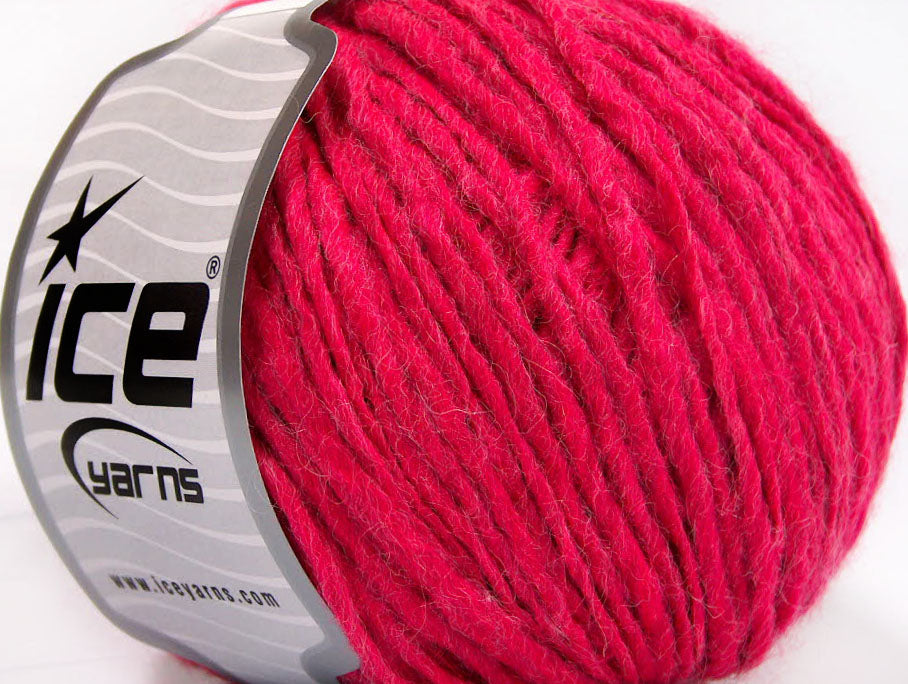 Lot of 8 Skeins Ice Yarns WOOL CORD ARAN (50% Wool) Hand Knitting Yarn Fuchsia