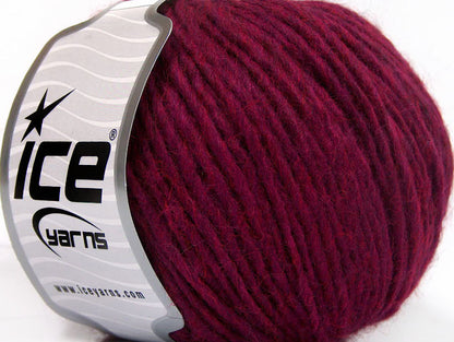 Lot of 8 Skeins Ice Yarns WOOL CORD ARAN (50% Wool) Yarn Dark Fuchsia