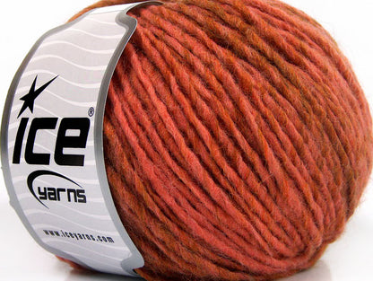 Lot of 8 Skeins ICE WOOL CORD ARAN (50% Wool) Yarn Salmon Olive Green