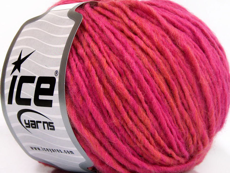 Lot of 8 Skeins ICE WOOL CORD ARAN (50% Wool) Hand Knitting Yarn Fuchsia Salmon