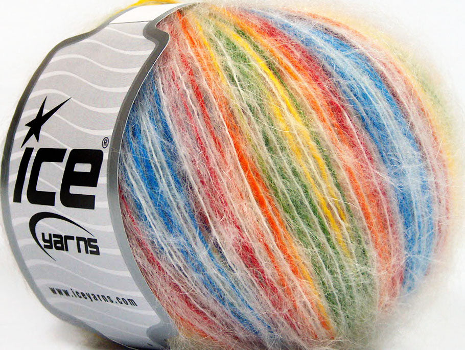 Lot of 8 Skeins ICE SALE MOHAIR-WOOL BLEND (35% Mohair) Yarn Rainbow