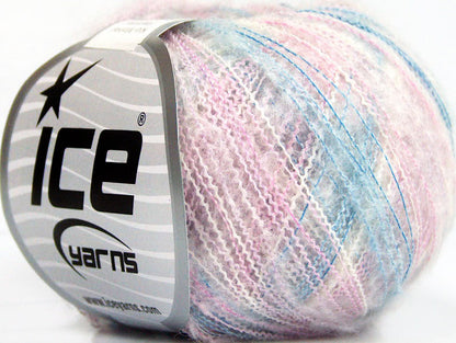 Lot of 10 Skeins Ice Yarns KID MOHAIR FLAMME (37% Kid Mohair) Yarn Pink Blue White