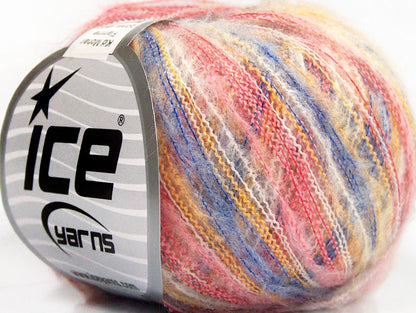 Lot of 10 Skeins Ice Yarns KID MOHAIR FLAMME (37% Kid Mohair) Yarn Pink Blue Yellow White